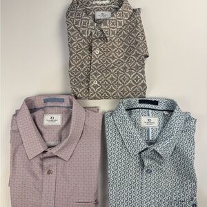 7 Diamonds 4 way stretch Geometric Patterned Shirts - Brown, Pink, and brown XL